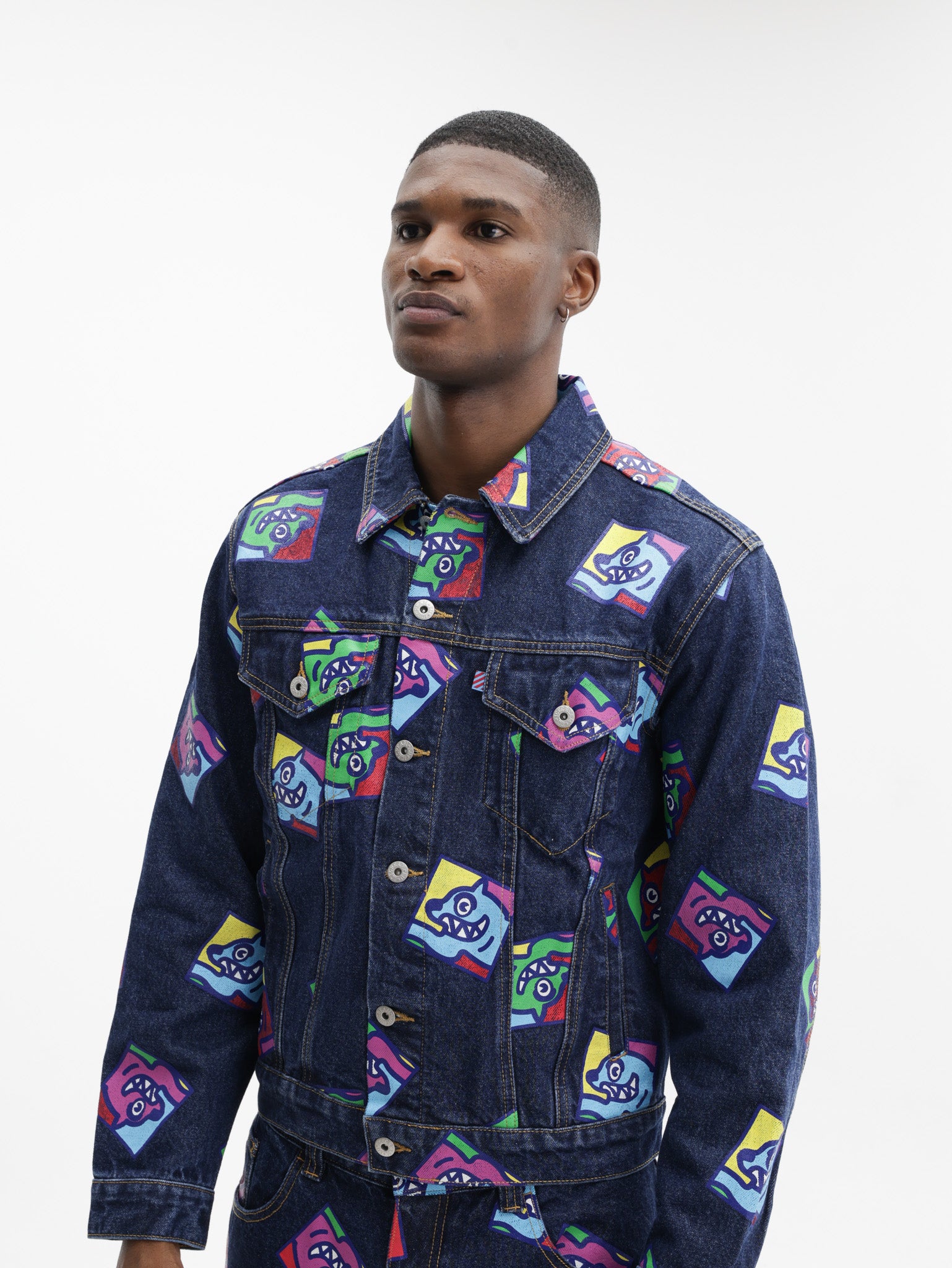 Ice Cream Jacket Running Dog Tile Denim Trucker Indigo