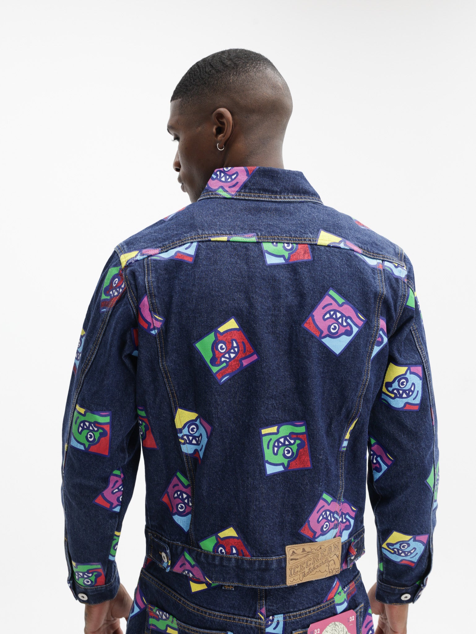 Ice Cream Jacket Running Dog Tile Denim Trucker Indigo