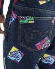 Ice Cream Jeans Running Dog Tile Indigo