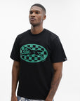 Ice Cream T-Shirt Checker Running Dog Black