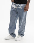 Ice Cream Jeans Check Lined Vintage Wash Blue