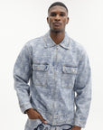 Ice Cream Jacket Repeat Print Denim Trucker Heavy Wash Blue