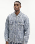 Ice Cream Jacket Repeat Print Denim Trucker Heavy Wash Blue