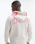 Ice Cream Hoodie Gradient Smiley Zip Through Ecru