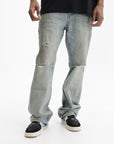 Purple Jeans Dirty Fade Down Rip Indigo