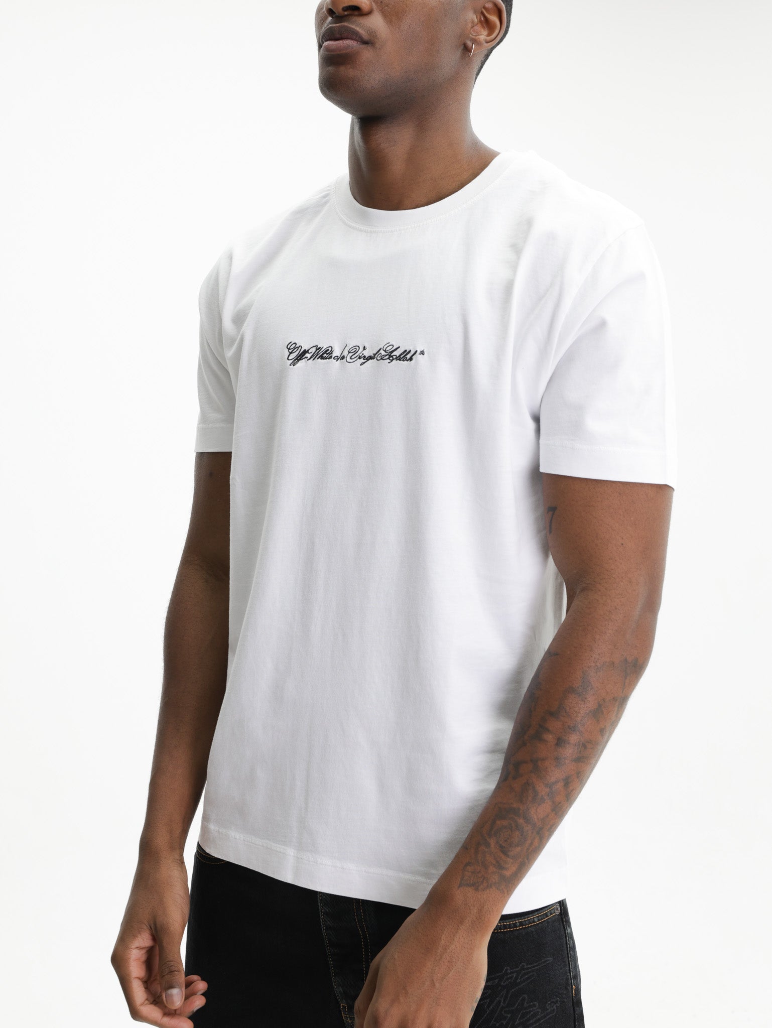 Off - White T-Shirt Script Arrow SS Slim White