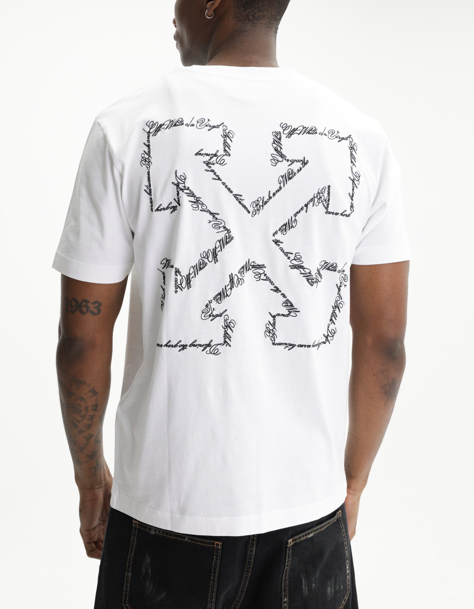 Off - White T-Shirt Script Arrow SS Slim White