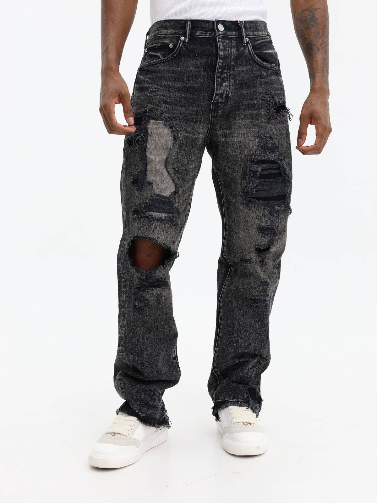 Purple Jeans Repair Blowouts Black - AL Capone Premium