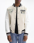 Off - White Jacket Leather Varsity Cream