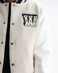 Off - White Jacket Leather Varsity Cream