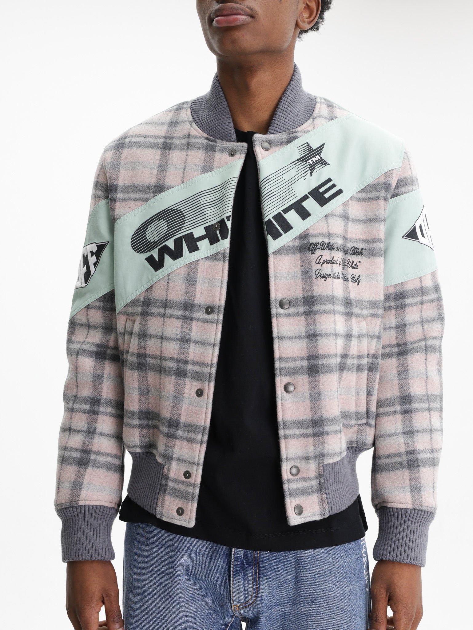 Off - White Jacket Wool Royal Varsity Mint