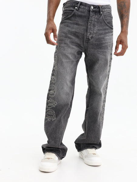 Purple Jeans Traced Gothic Wordmark Black - AL Capone Premium