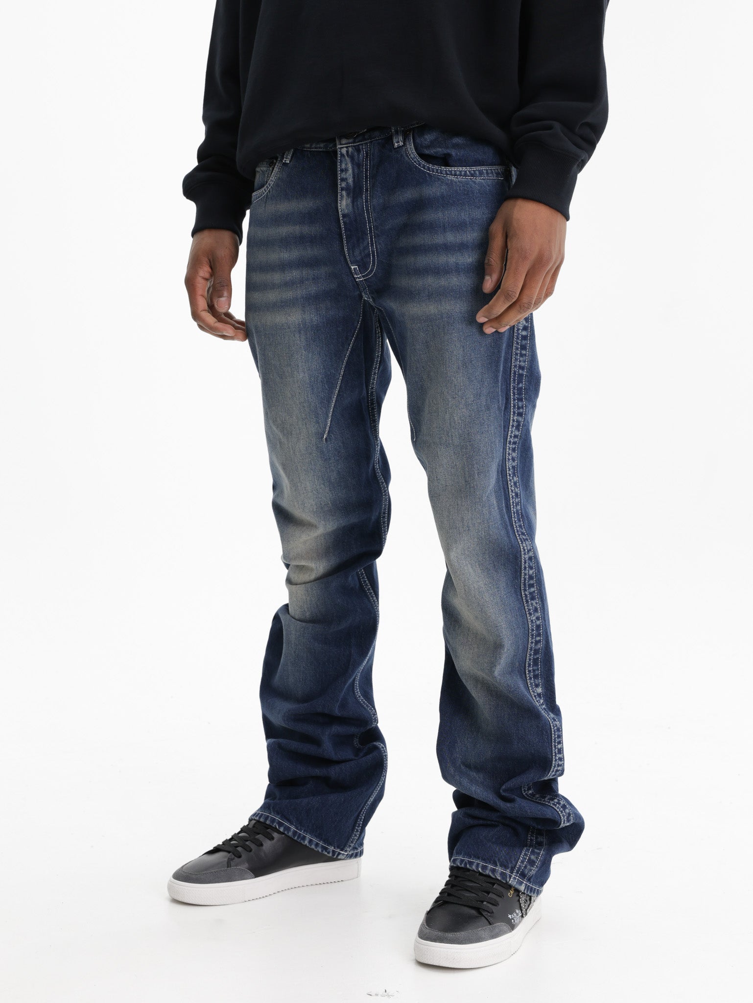 Off - White Jeans Diag Twisted Stack Dark Wash
