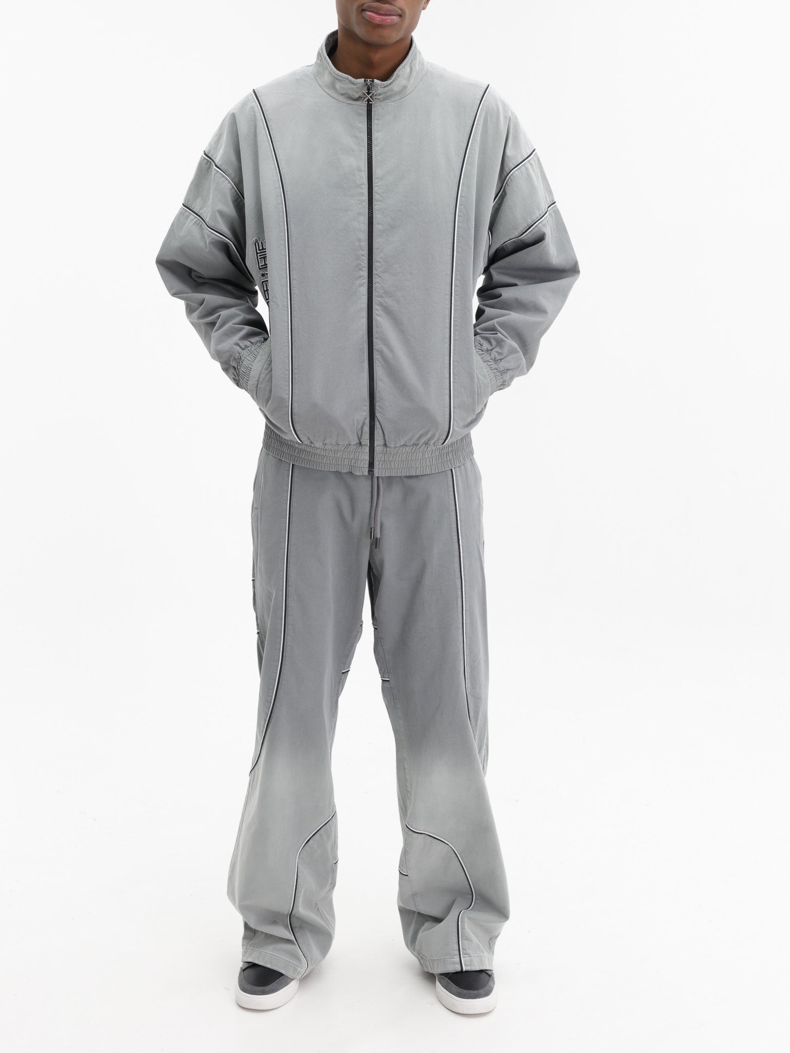 Off - White Track Pants Slouchy Garment Dye Grey