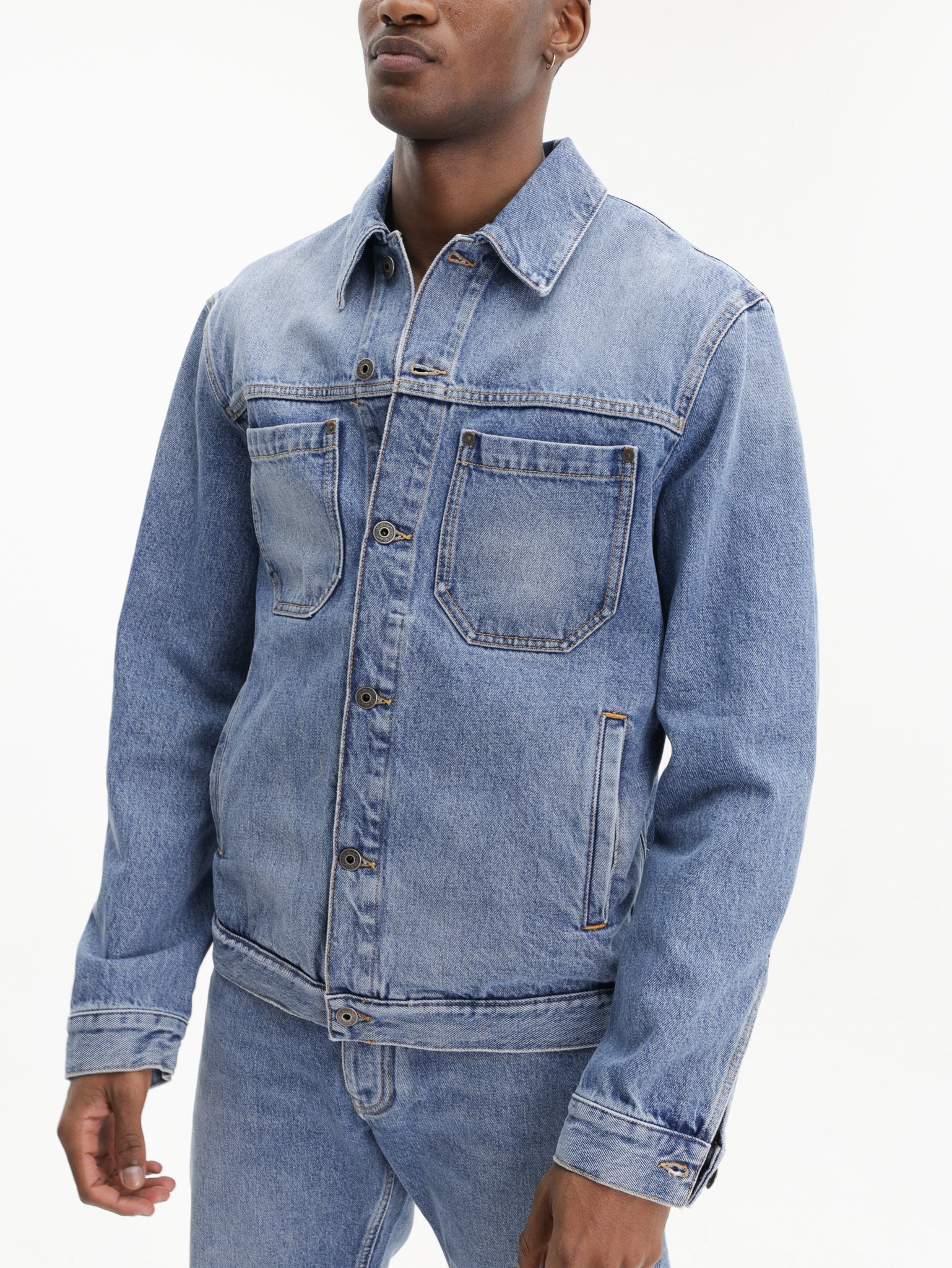 Off - White Jacket Half Arrow Denim Medium Wash