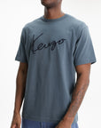 Kenzo T-Shirt Signature Embroidery Blue