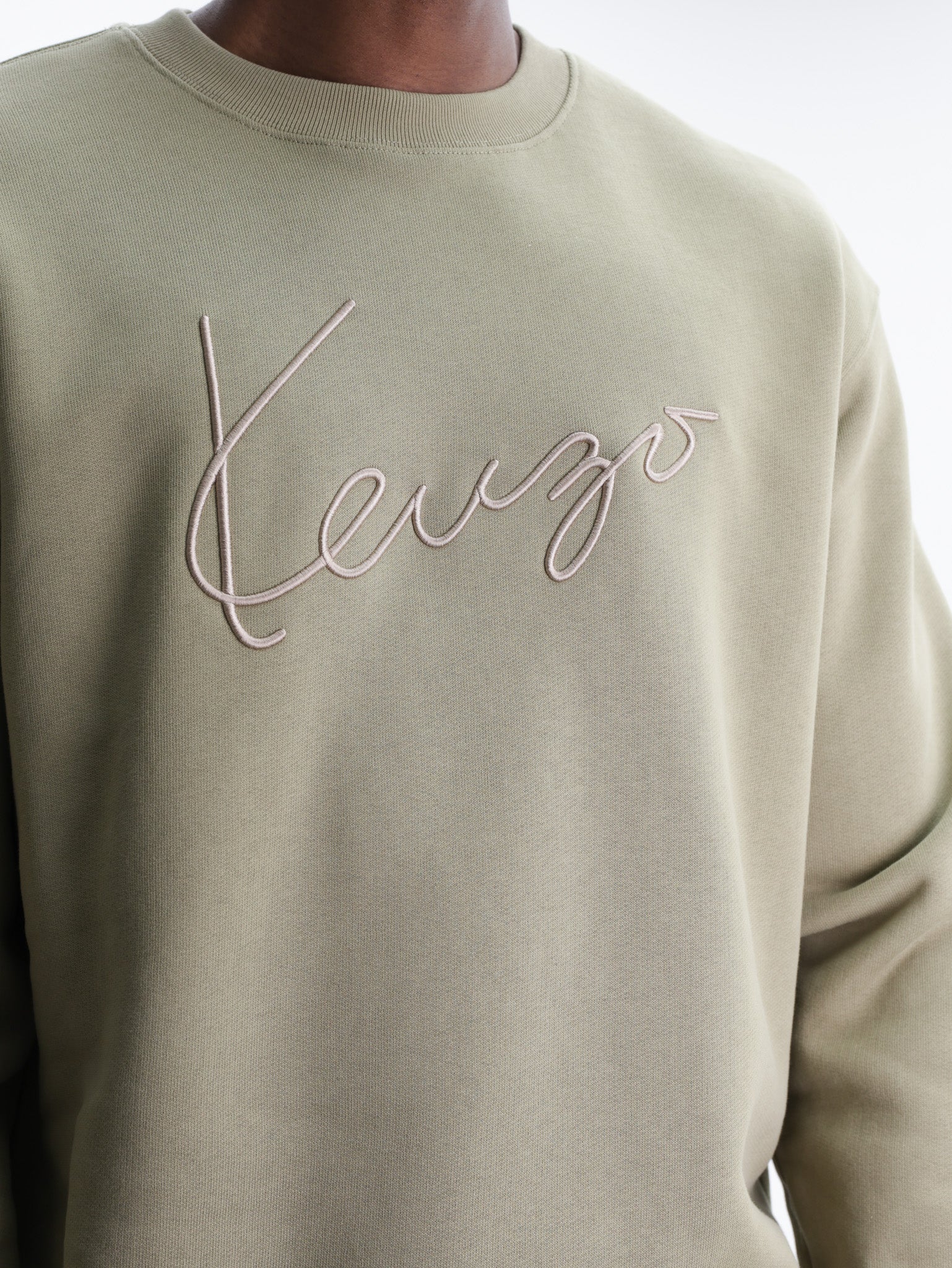 Kenzo Sweater Signature Embroidery Khaki