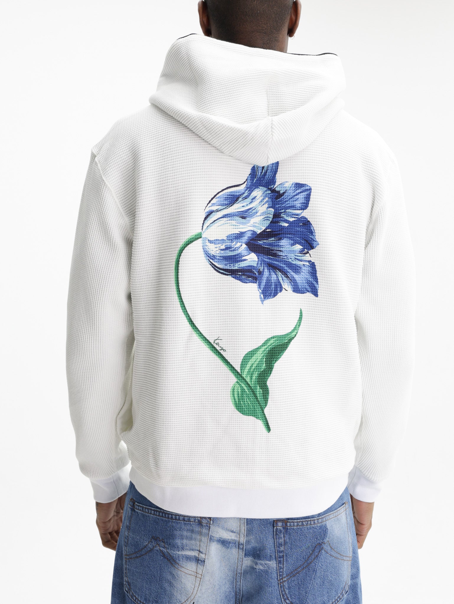 Kenzo Hoodie Blue Tulip Zip Up Black
