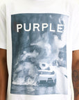 Purple T-Shirt Textured Jersey Ss Tee White