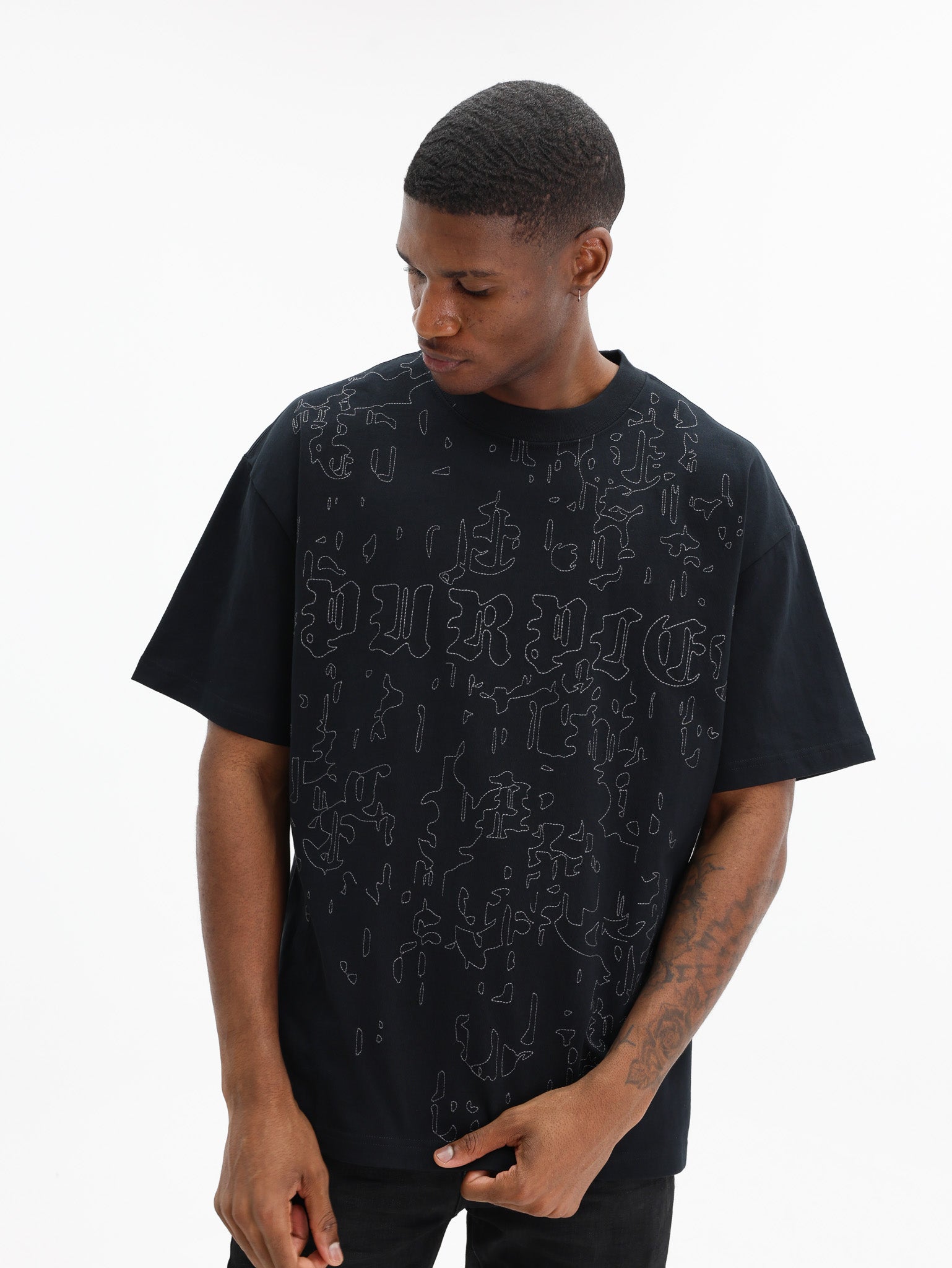 Purple T-Shirt Hwt Jersey Oversized Ss Tee Black - AL Capone Premium