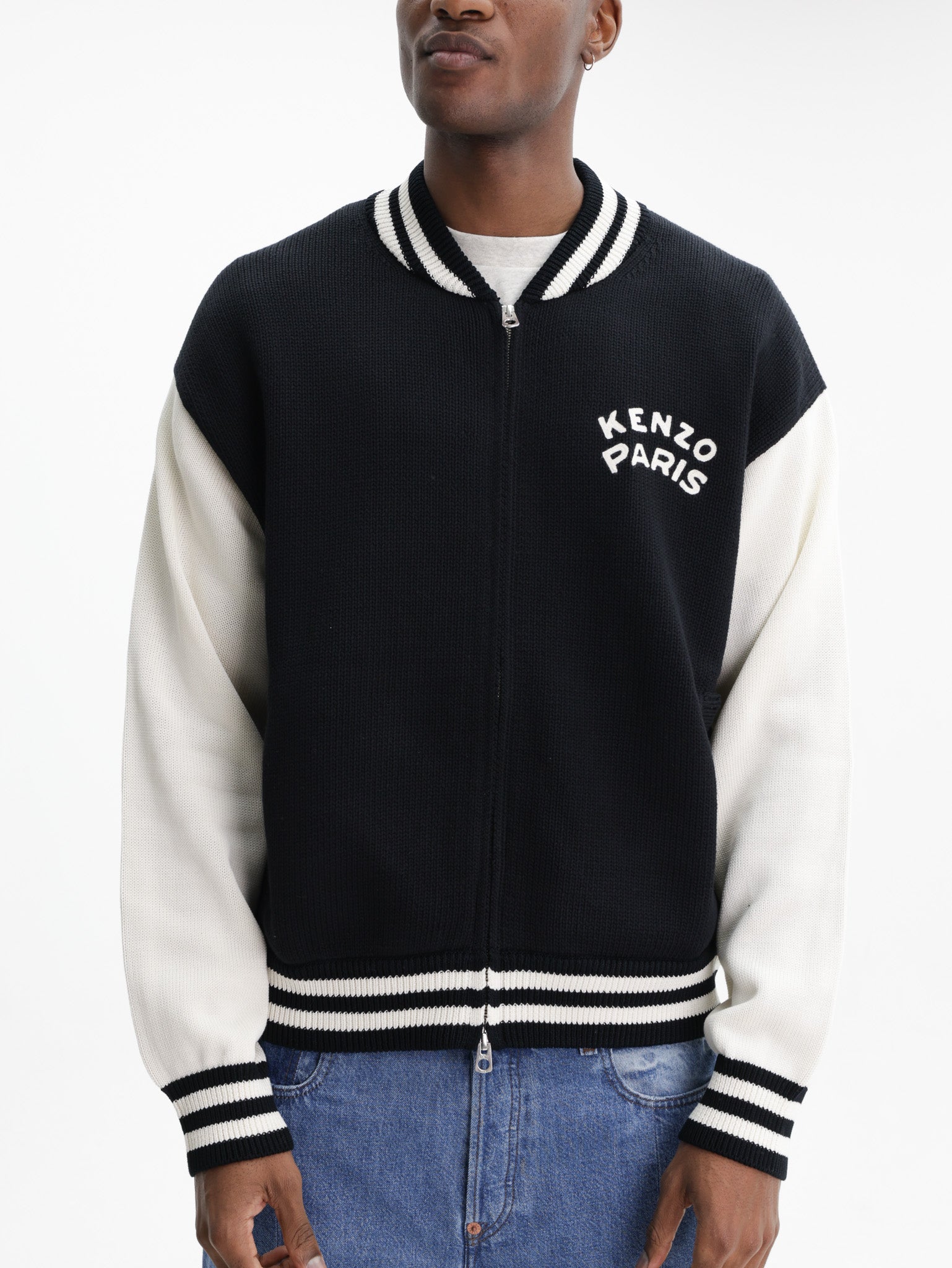 Kenzo Cardigan Varsity Zip Up Black