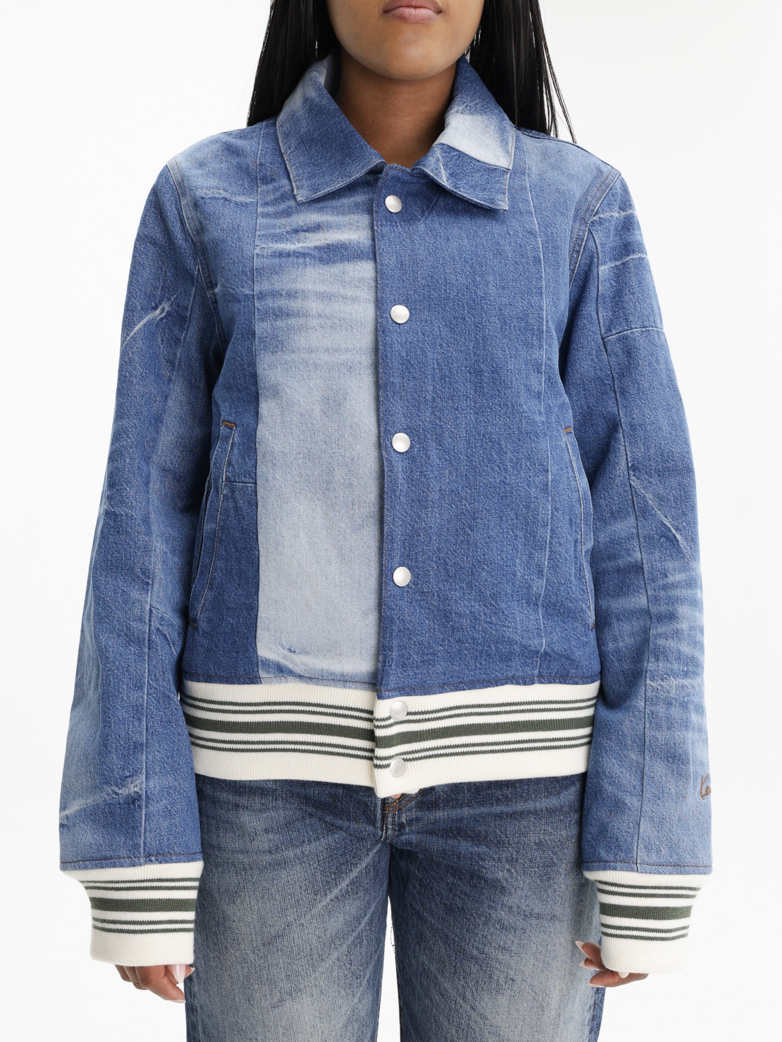 Kenzo Jacket Stripe Band Denim Medium Wash