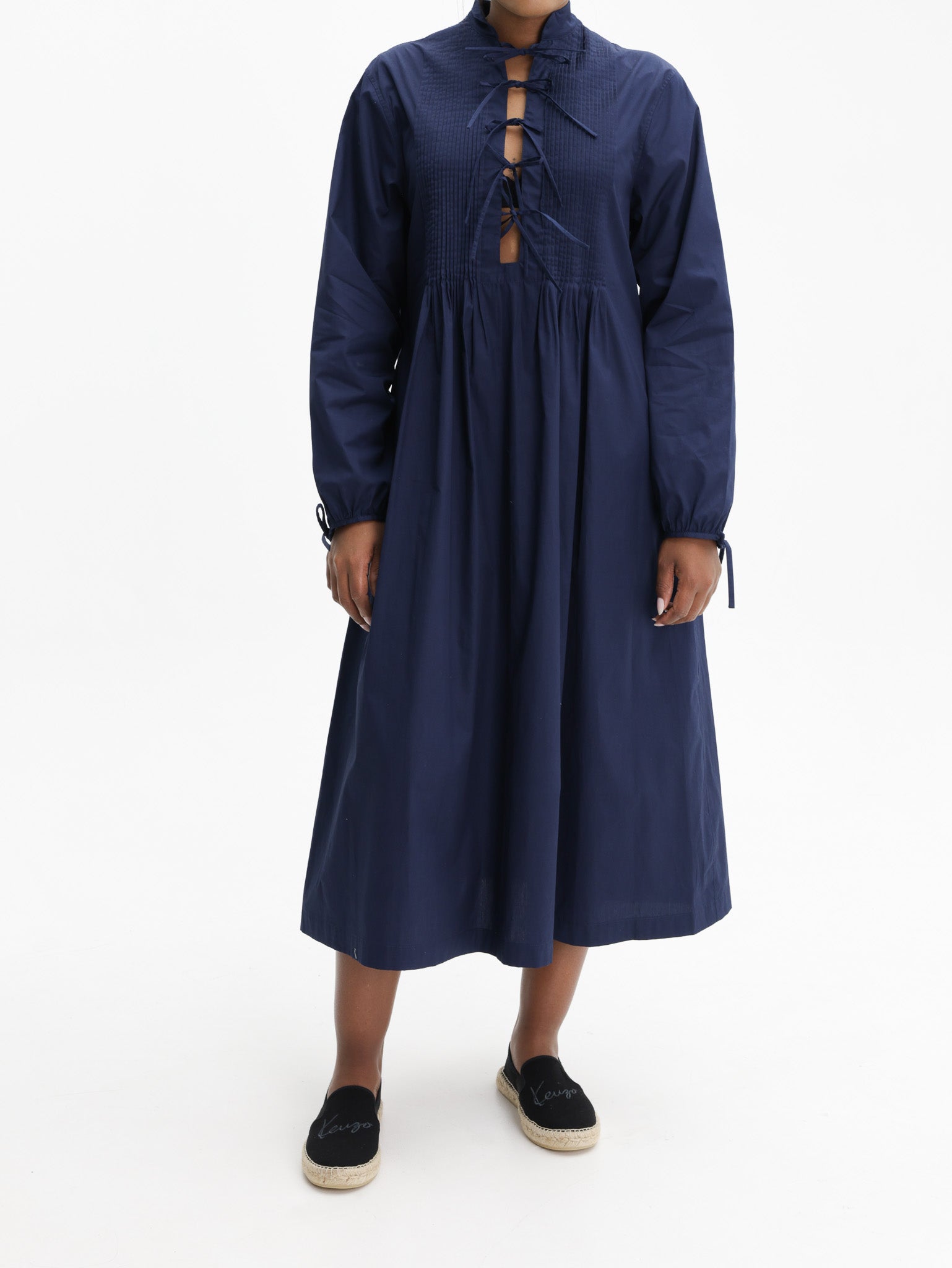 Kenzo Dress Long Sleeve Poplin Blue/Black