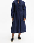 Kenzo Dress Long Sleeve Poplin Blue/Black