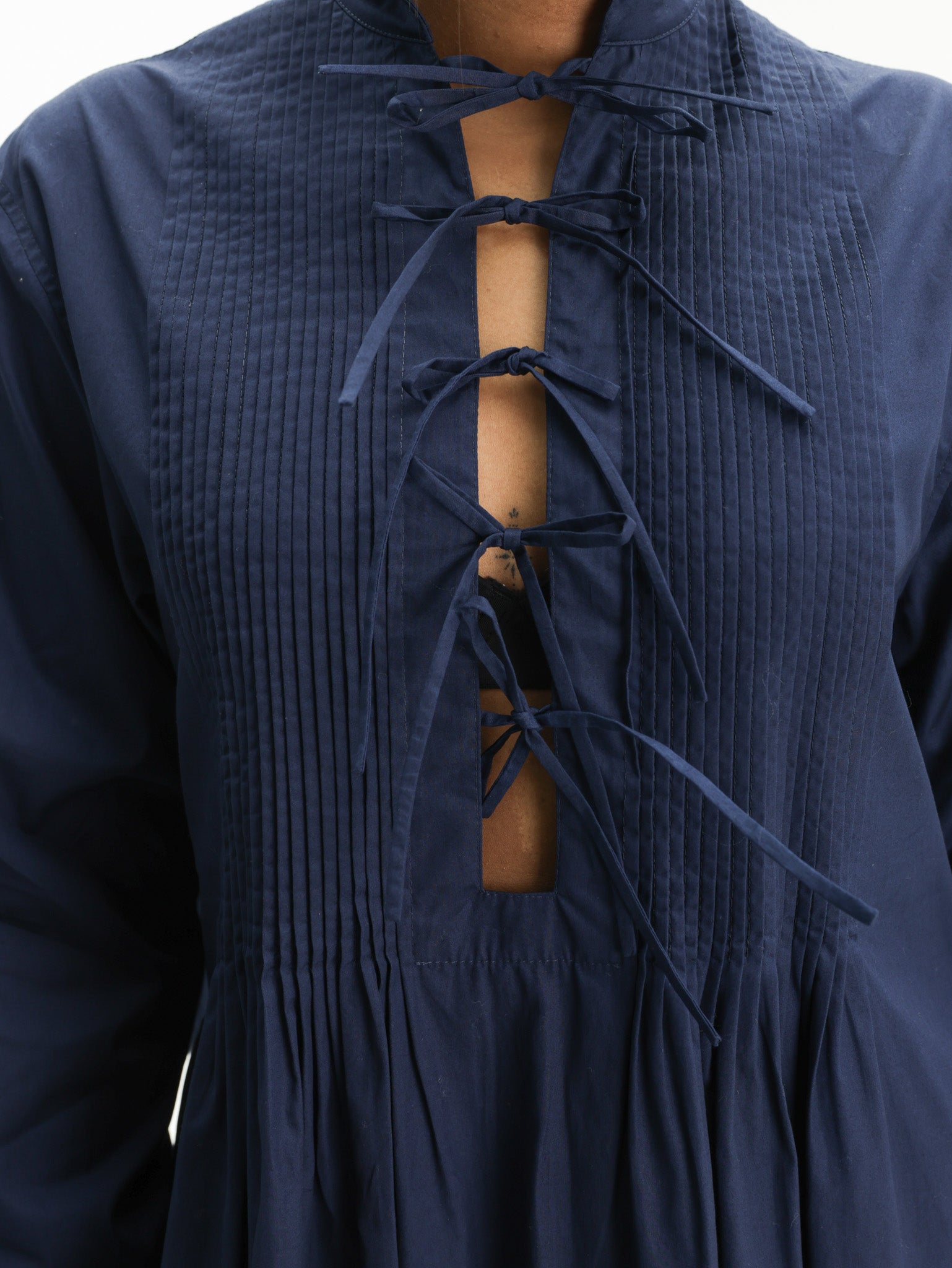Kenzo Dress Long Sleeve Poplin Blue/Black