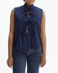 Kenzo Top Frill Sleeveless Midnight Blue