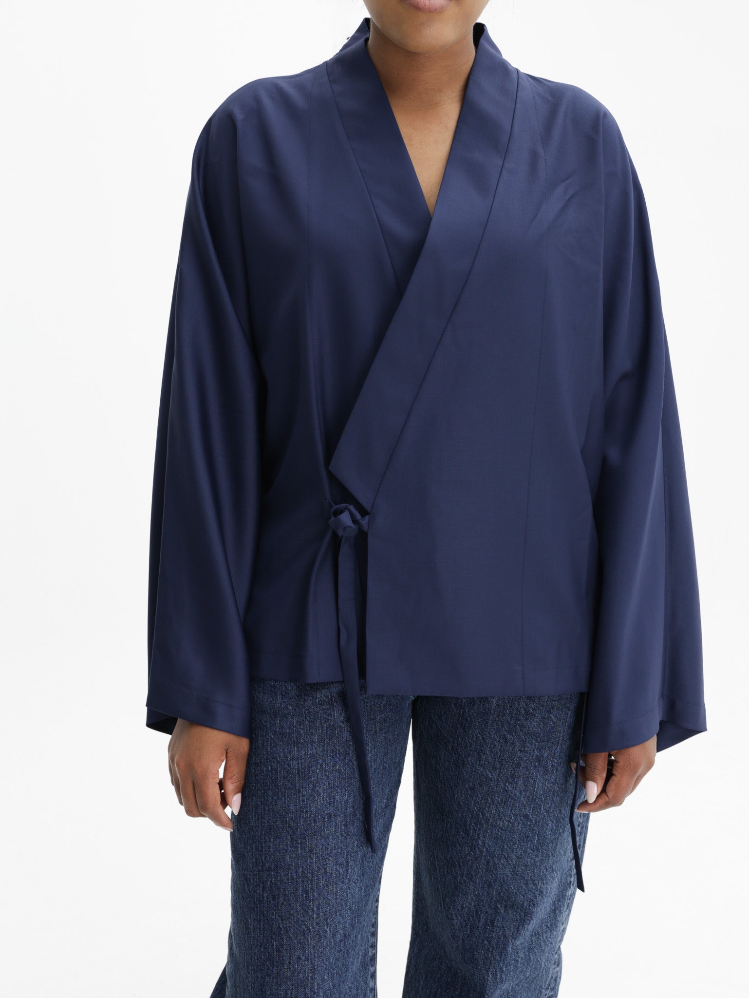 Kenzo Jacket Kimono Virgin Wool Blue/Black