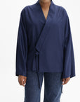 Kenzo Jacket Kimono Virgin Wool Blue/Black