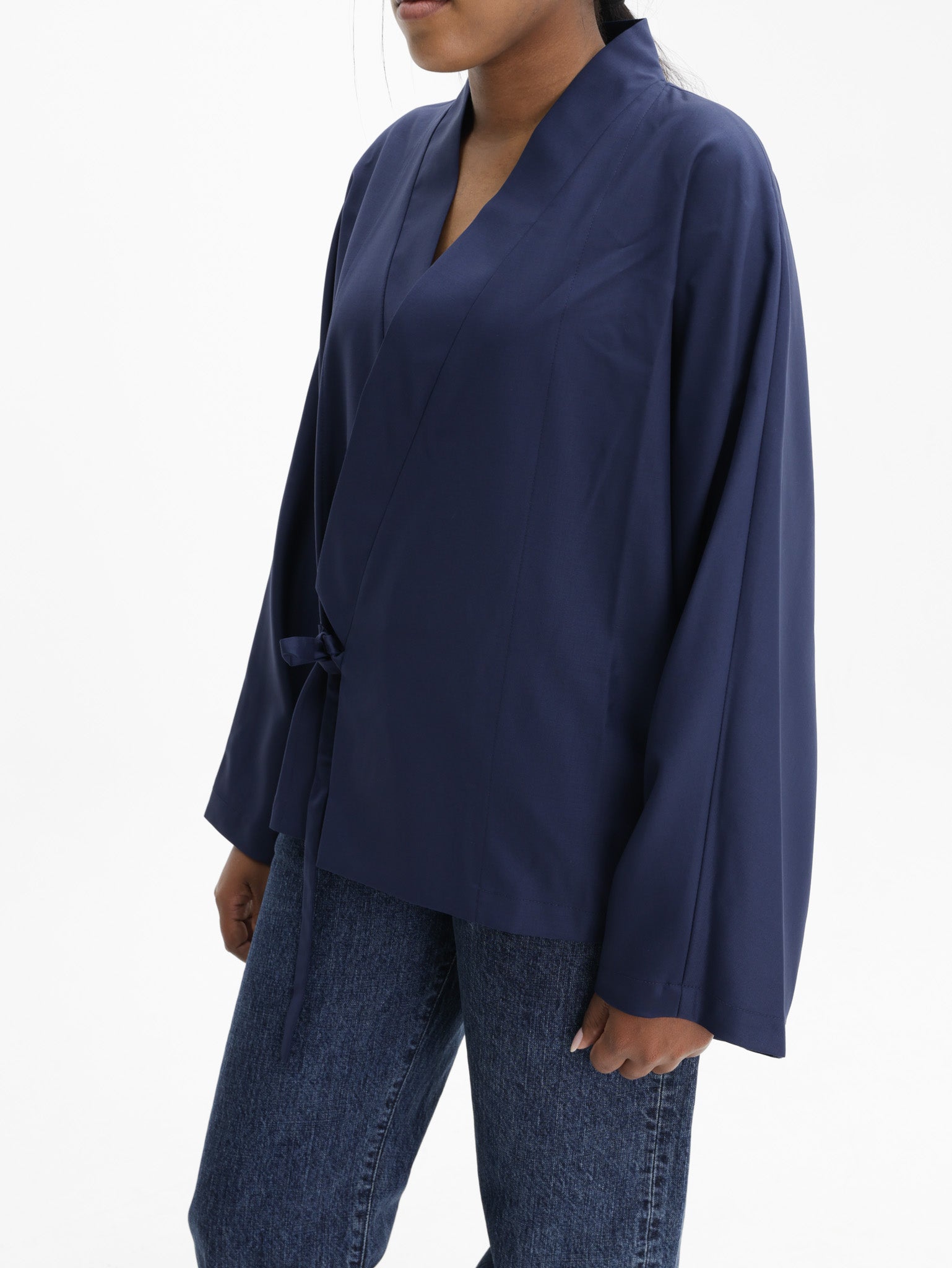 Kenzo Jacket Kimono Virgin Wool Blue/Black