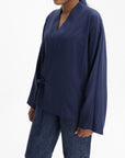 Kenzo Jacket Kimono Virgin Wool Blue/Black