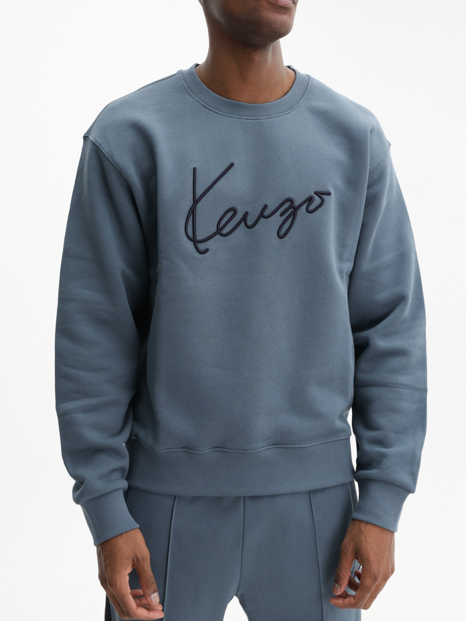 Kenzo Sweater Signature Embroidery Blue