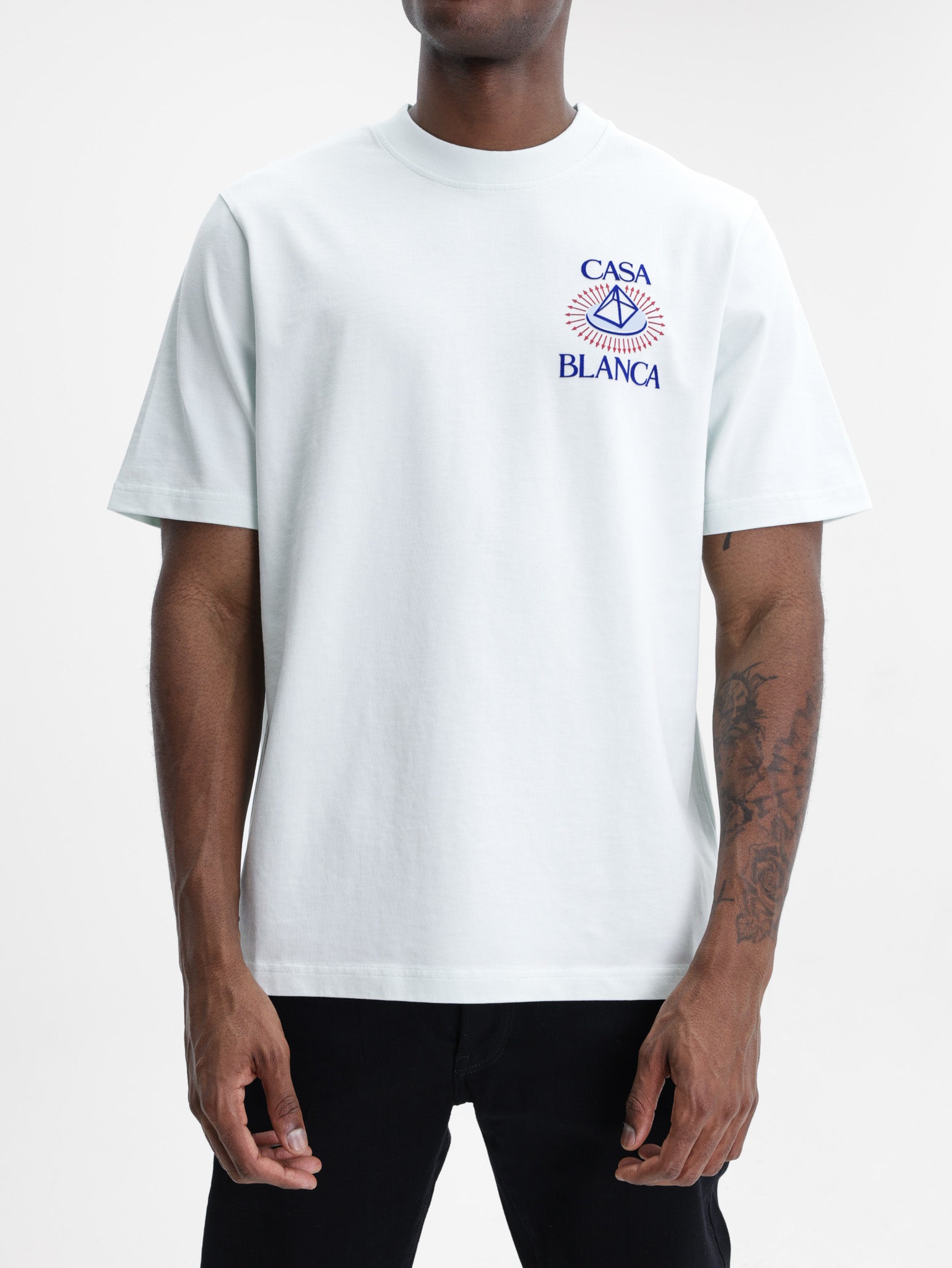 Casablanca Celestial Pyramid Flock Printed Classic T-Shirt Blue
