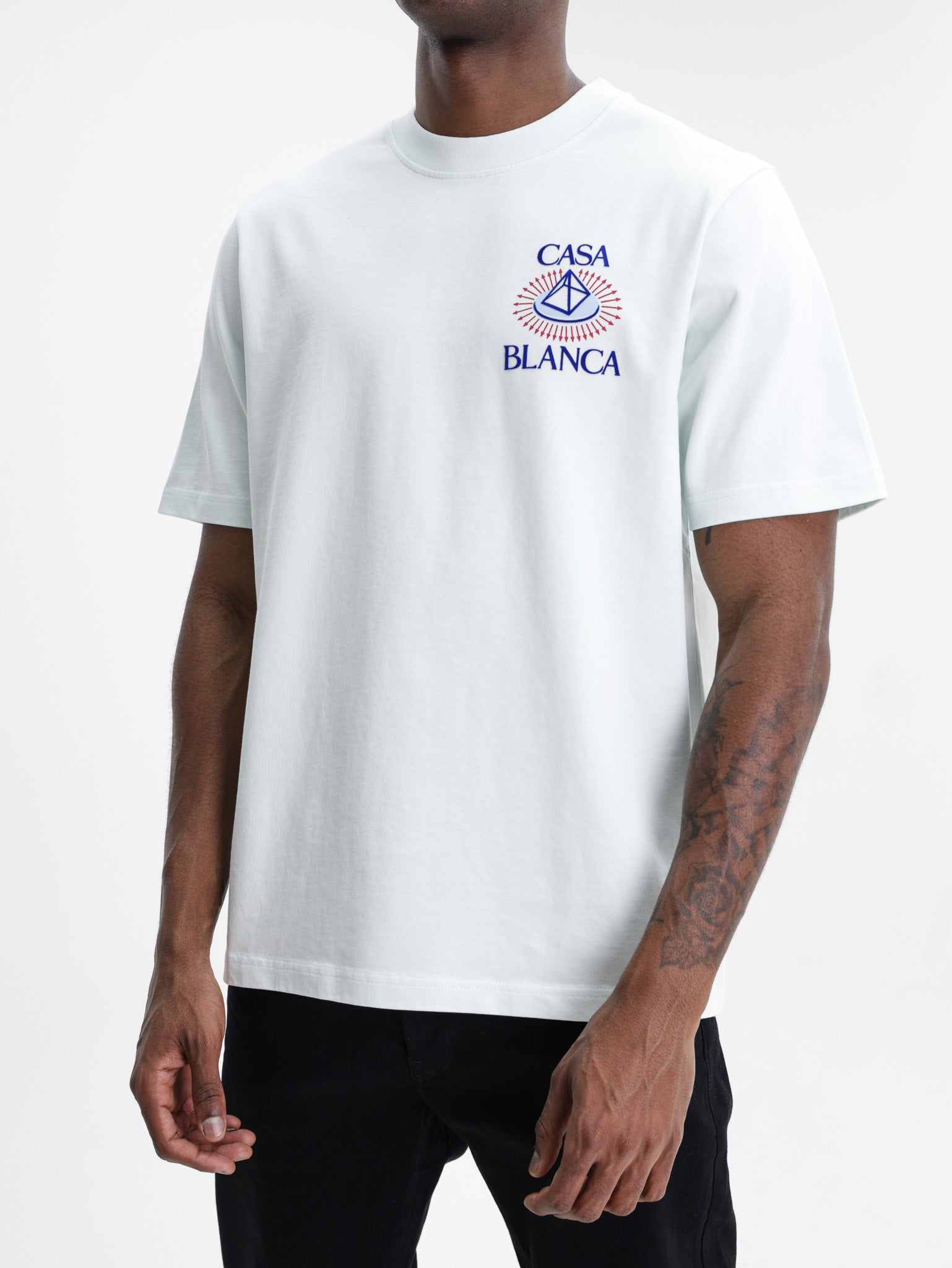 Casablanca Celestial Pyramid Flock Printed Classic T-Shirt Blue