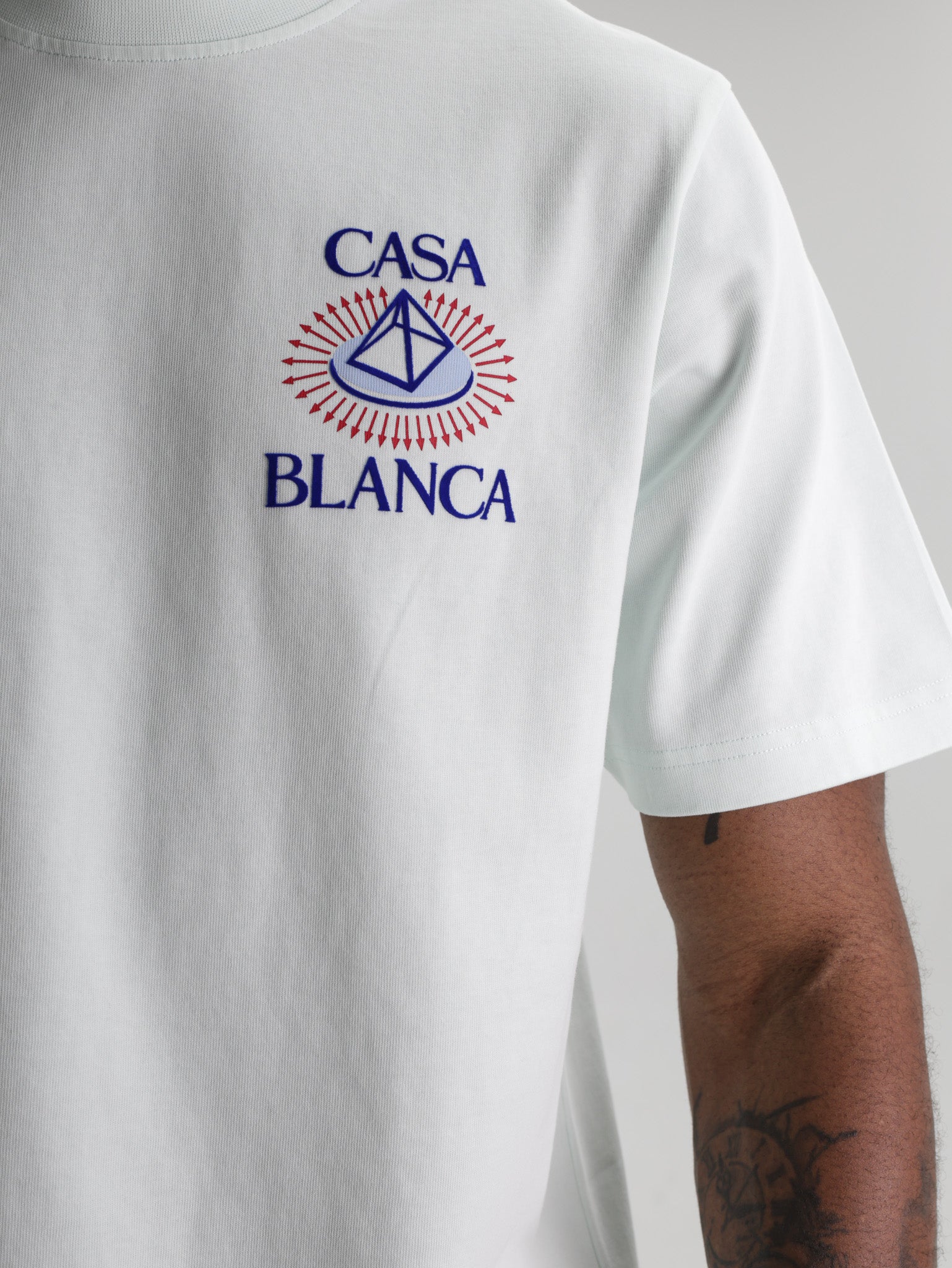 Casablanca Celestial Pyramid Flock Printed Classic T-Shirt Blue