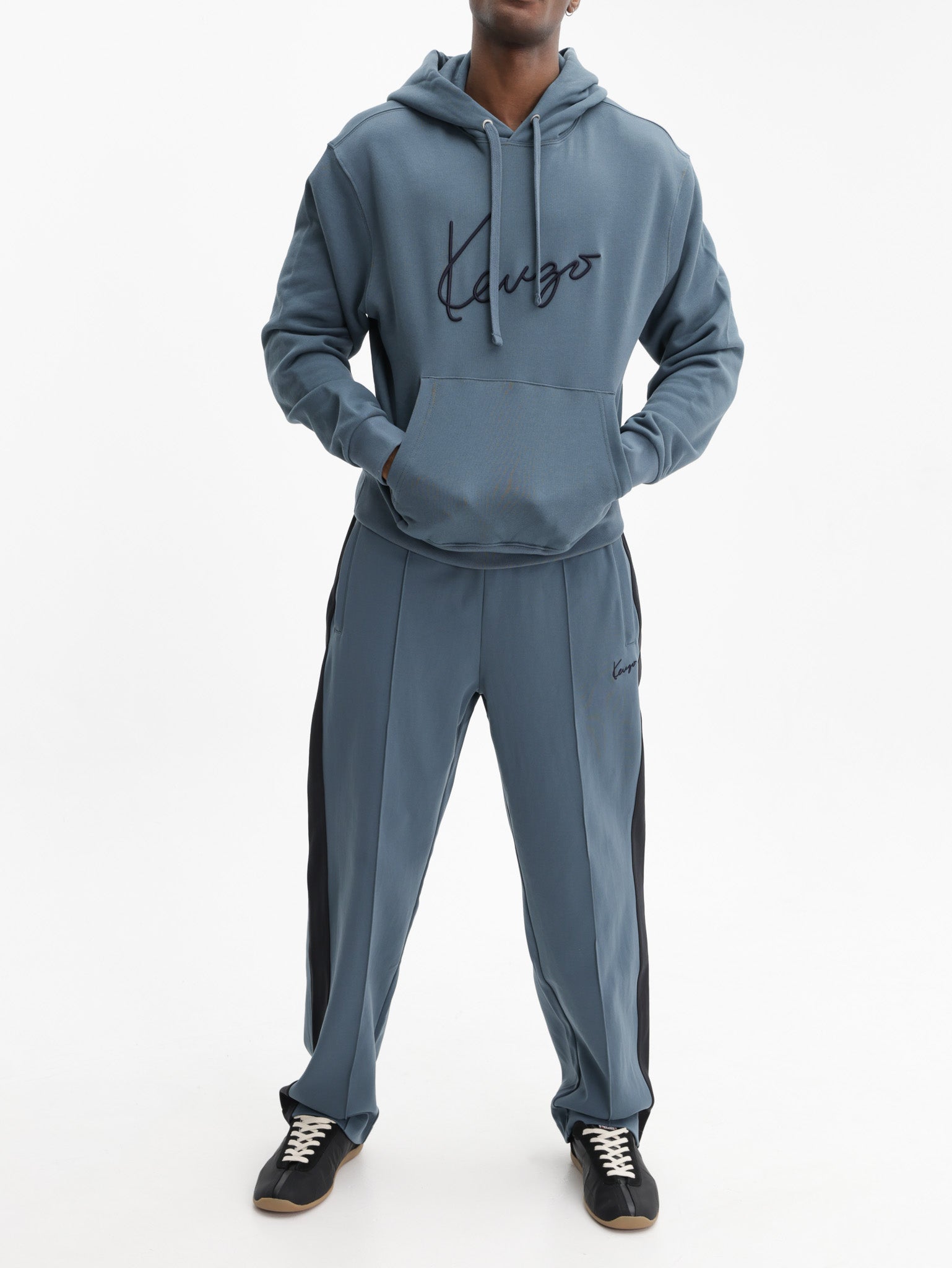 Kenzo Hoodie Signature Embroid Blue