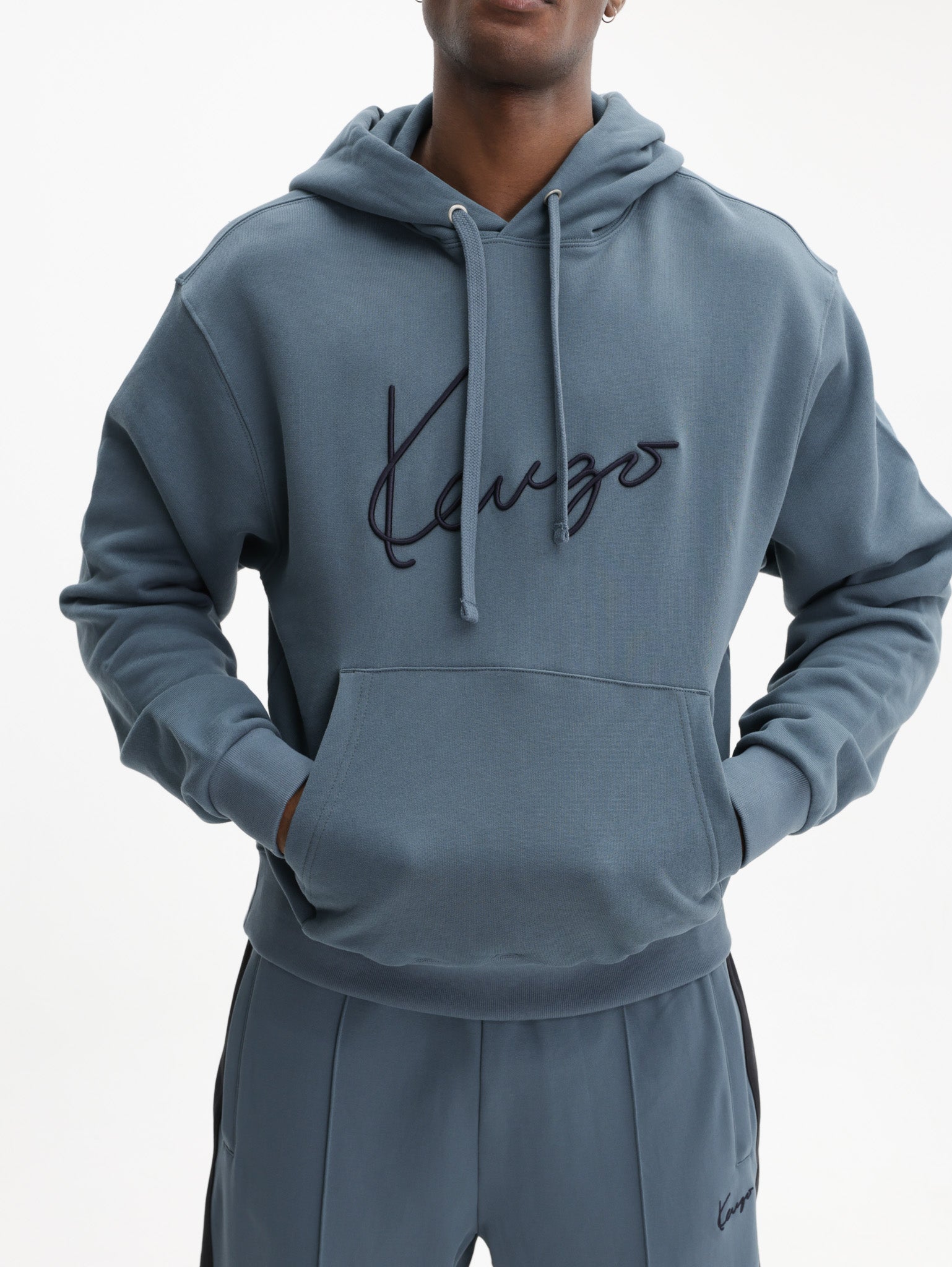 Kenzo Hoodie Signature Embroid Blue