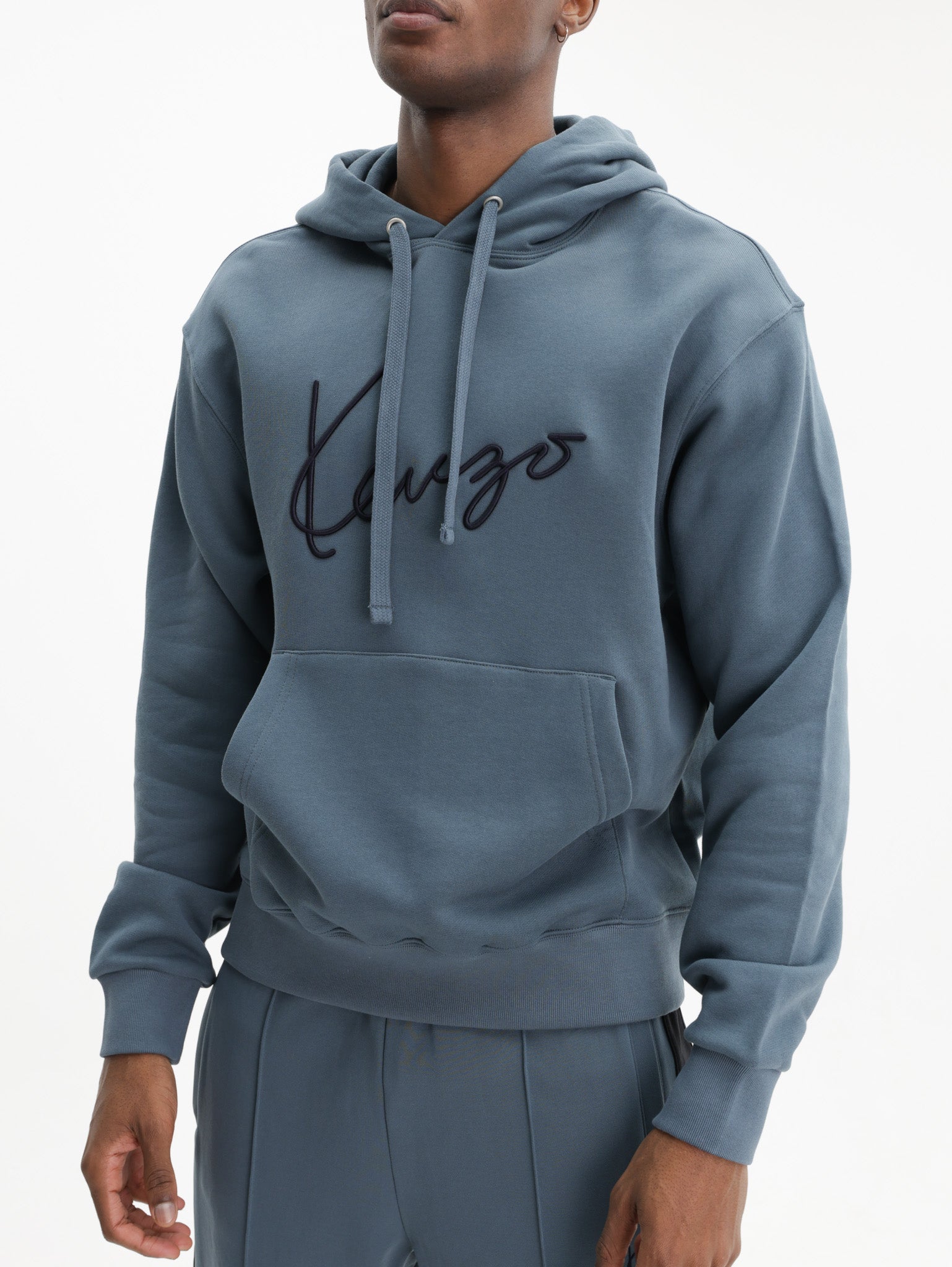 Kenzo Hoodie Signature Embroid Blue