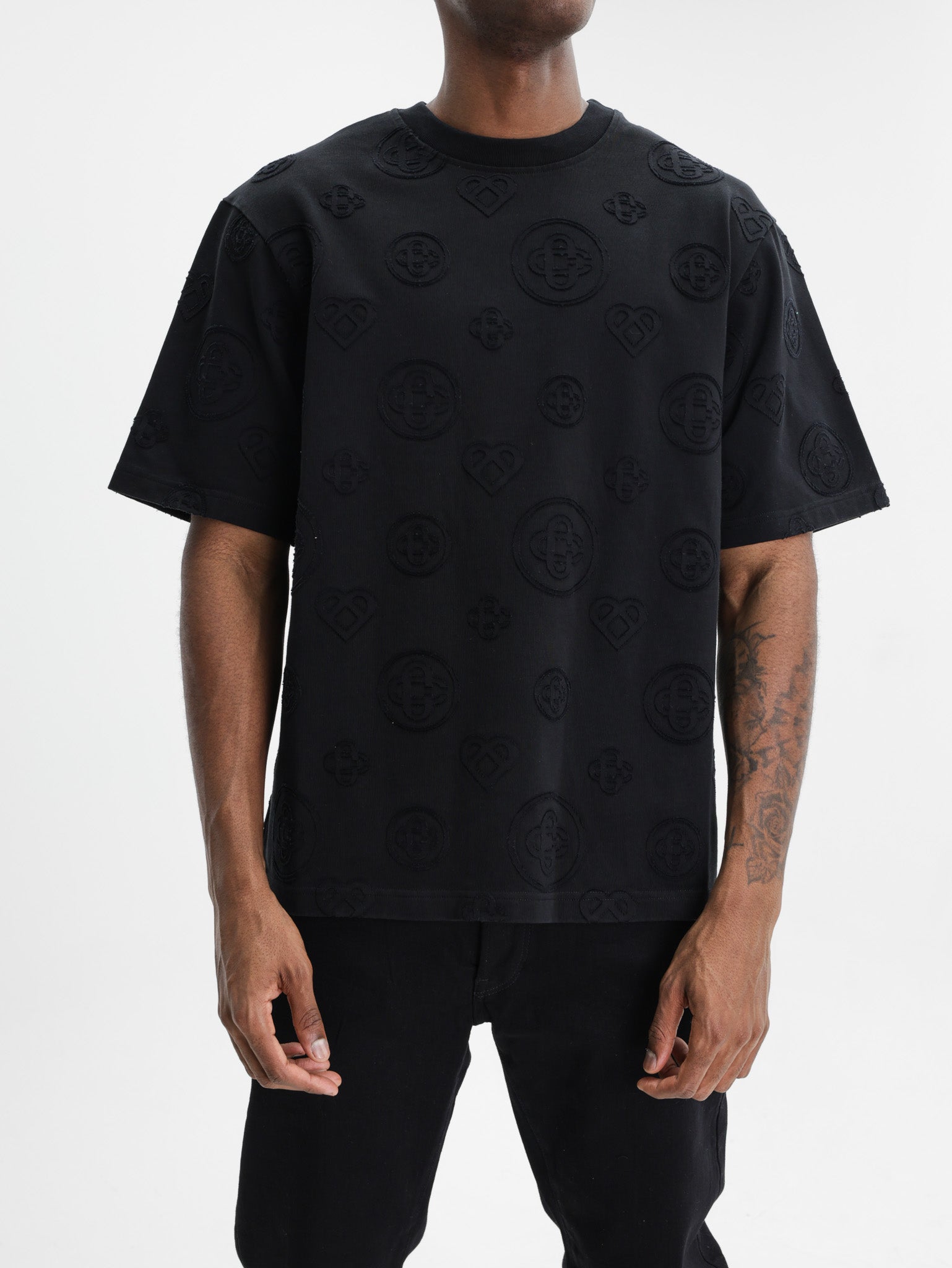 Casablanca Applique Monogram Oversized T-Shirt Black