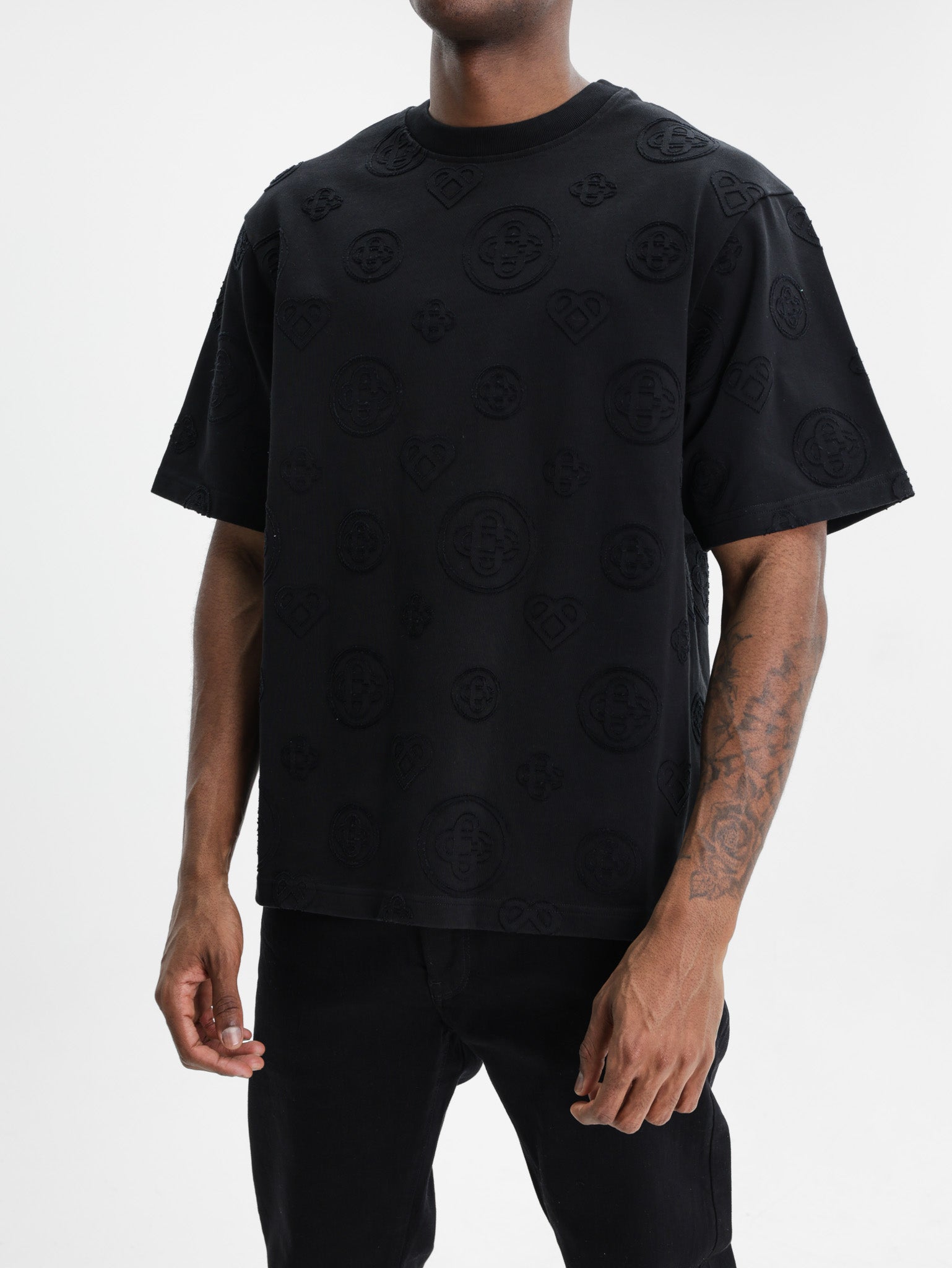 Casablanca Applique Monogram Oversized T-Shirt Black