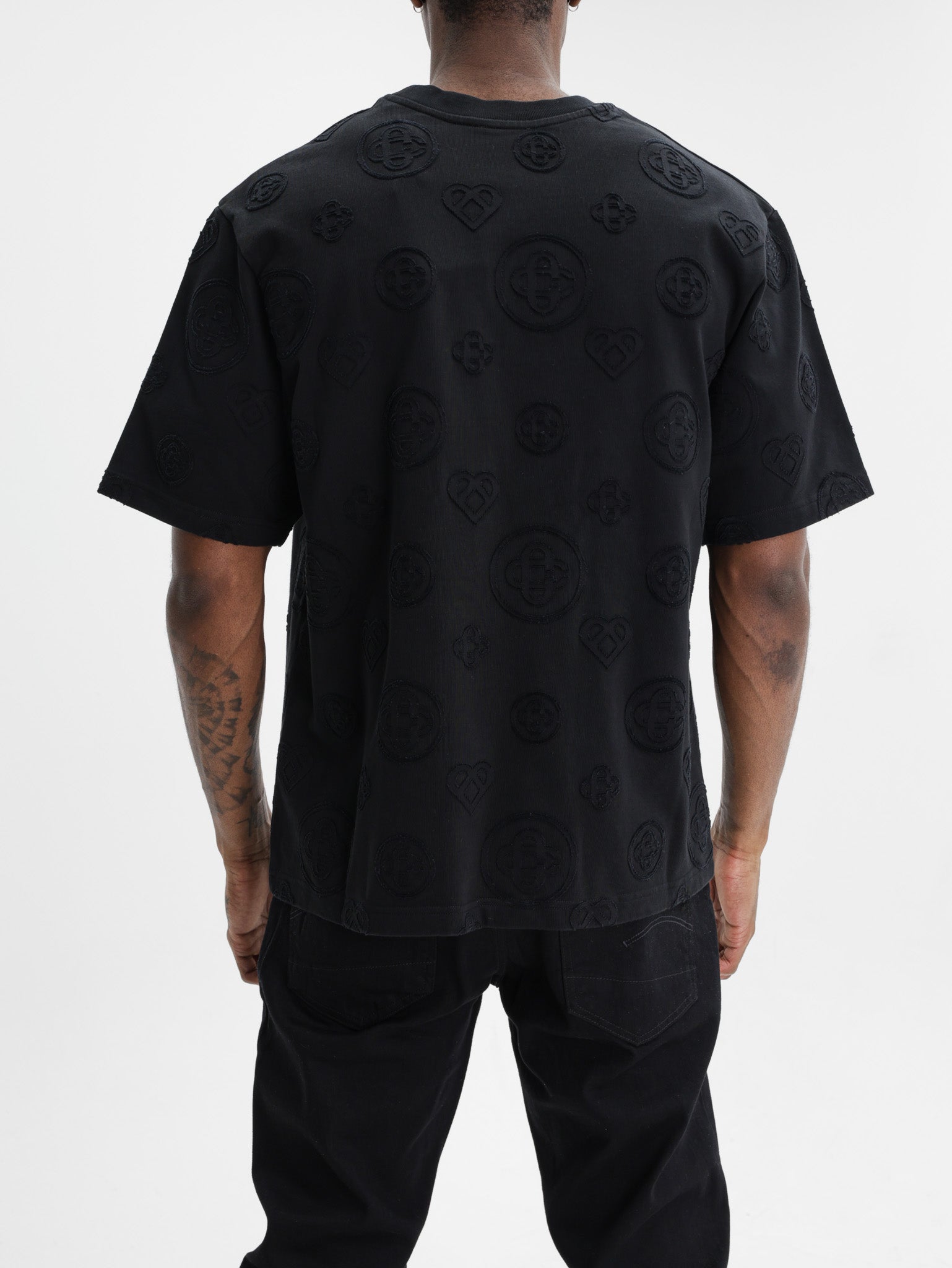 Casablanca Applique Monogram Oversized T-Shirt Black