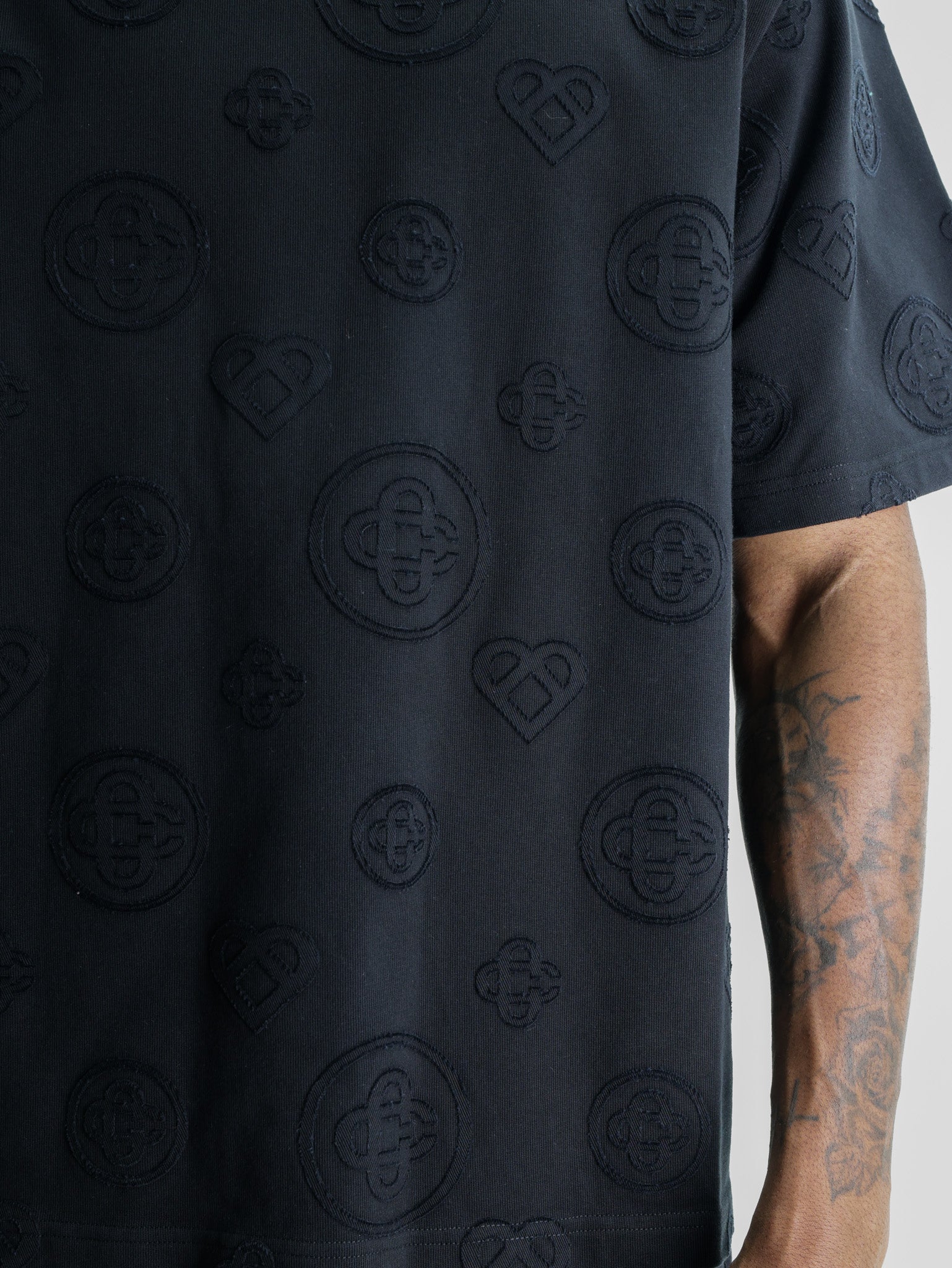 Casablanca Applique Monogram Oversized T-Shirt Black