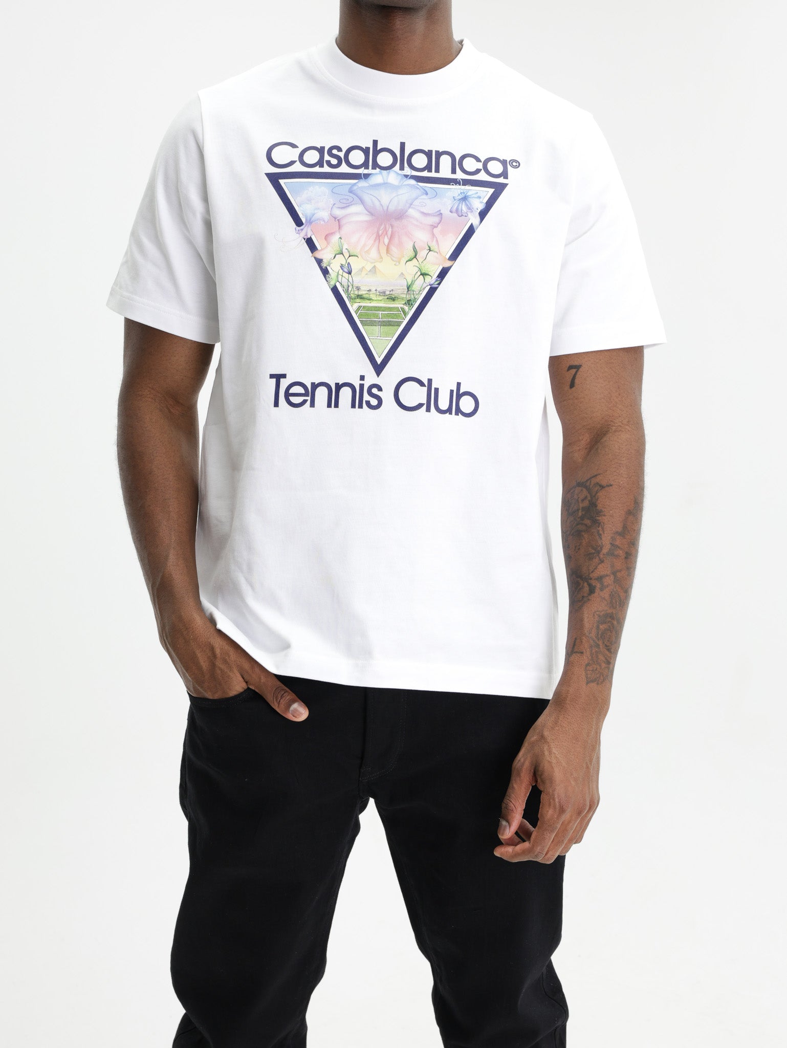 Casablanca Tennis Club Icon Printed Classic T-Shirt White
