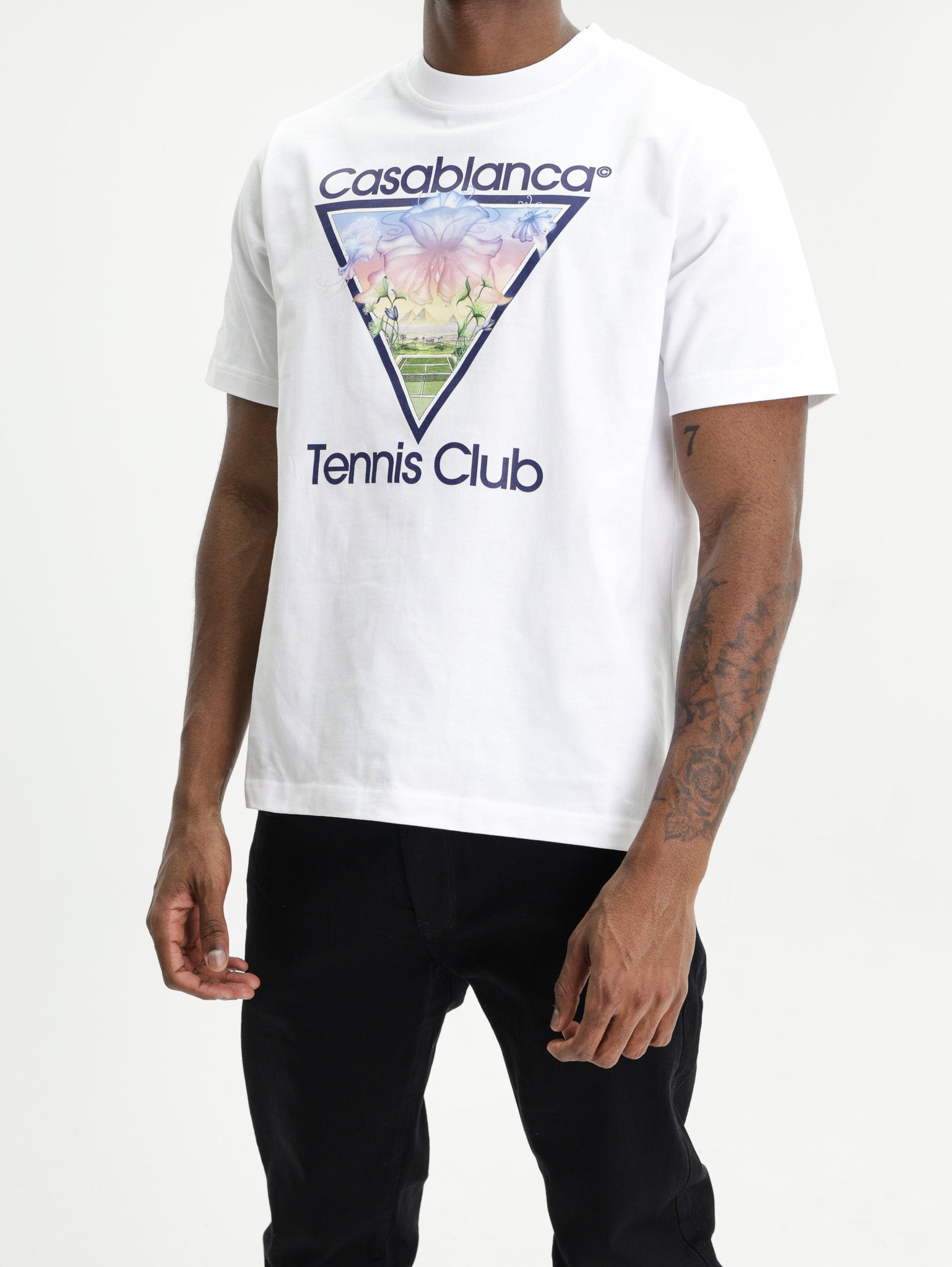 Casablanca Tennis Club Icon Printed Classic T-Shirt White