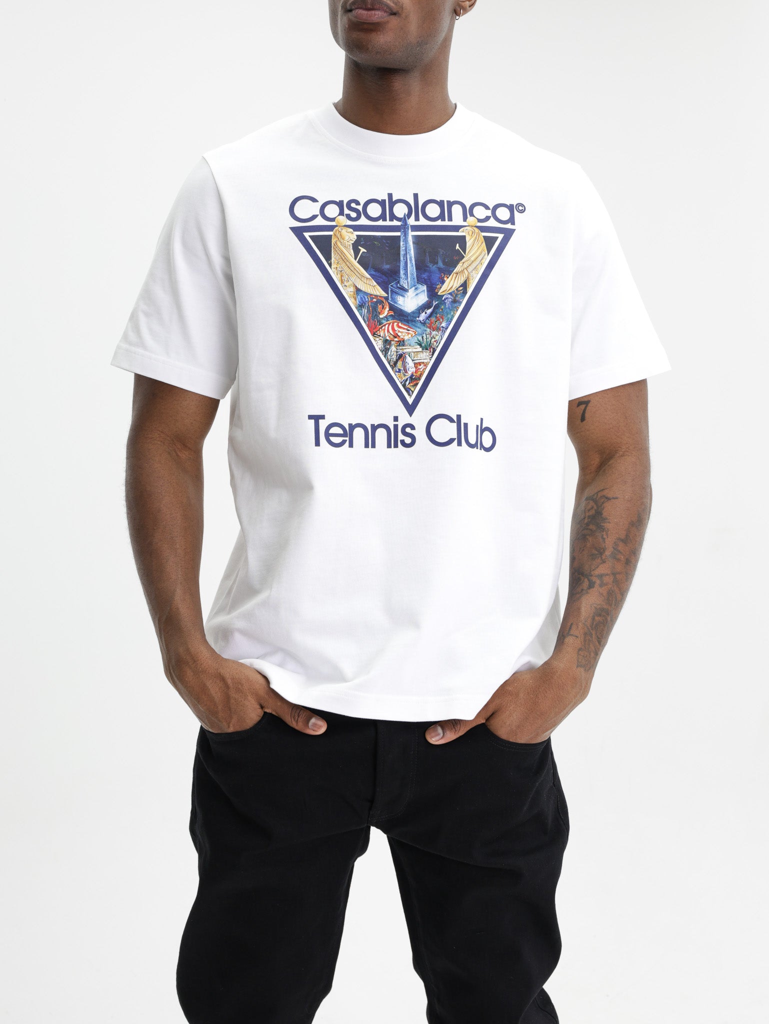 Casablanca Monde Perdu Tennis Club Icon Printed Classic T-Shirt White