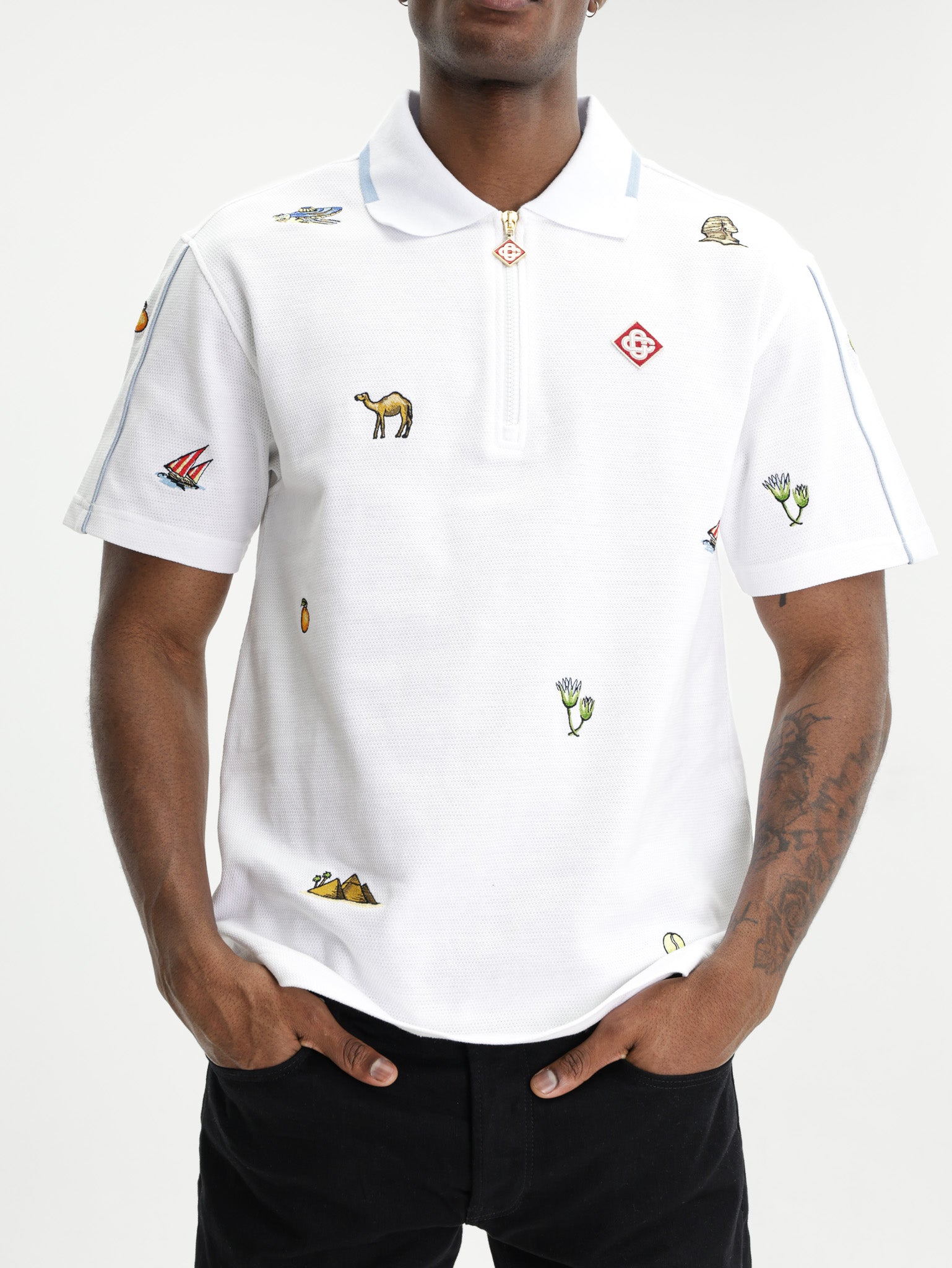 Casablanca Quarter Zip Embroidered Golfer White