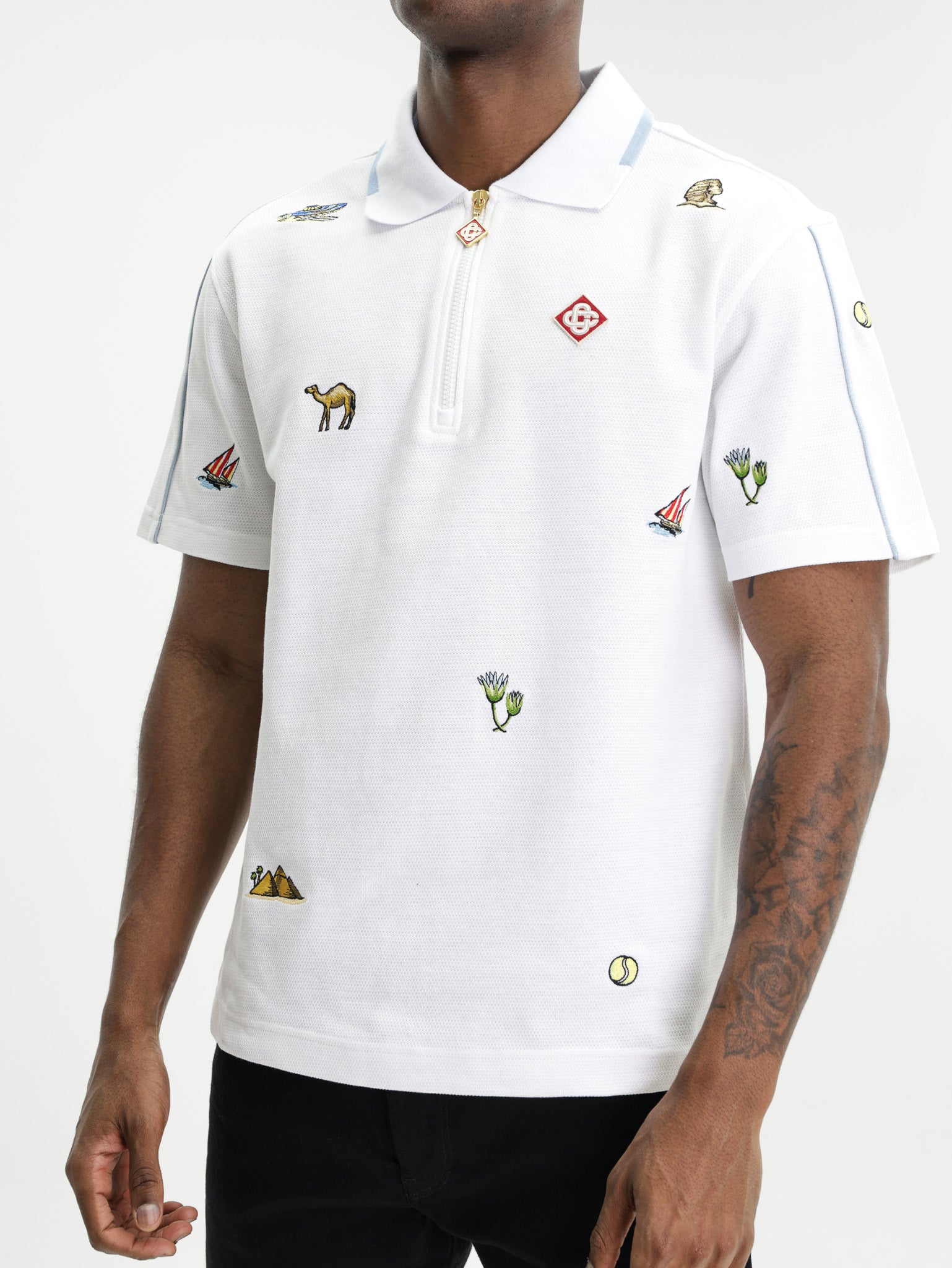 Casablanca Quarter Zip Embroidered Golfer White